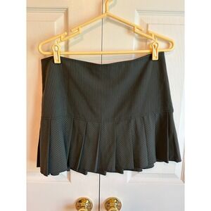 Wrapper Pinstripe Pleated Mini Skirt  Academia Grey Schoolgirl Size 9 Vintage